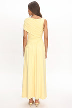 Adiel Ruched Asymmetric Waist Maxi Dress Butter