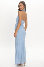 Renata High Neck Maxi Dress Blue