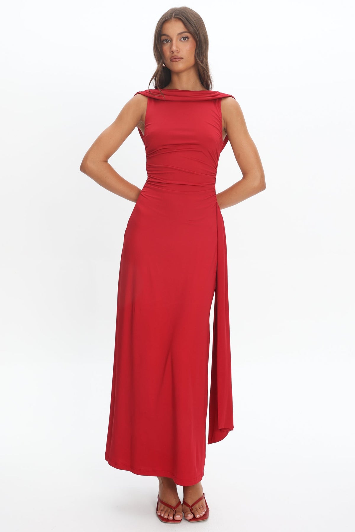 Amorah Cowl Back Maxi Dress Cherry Main image