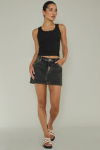 Recess Thick Strap Ribbed Top Black
