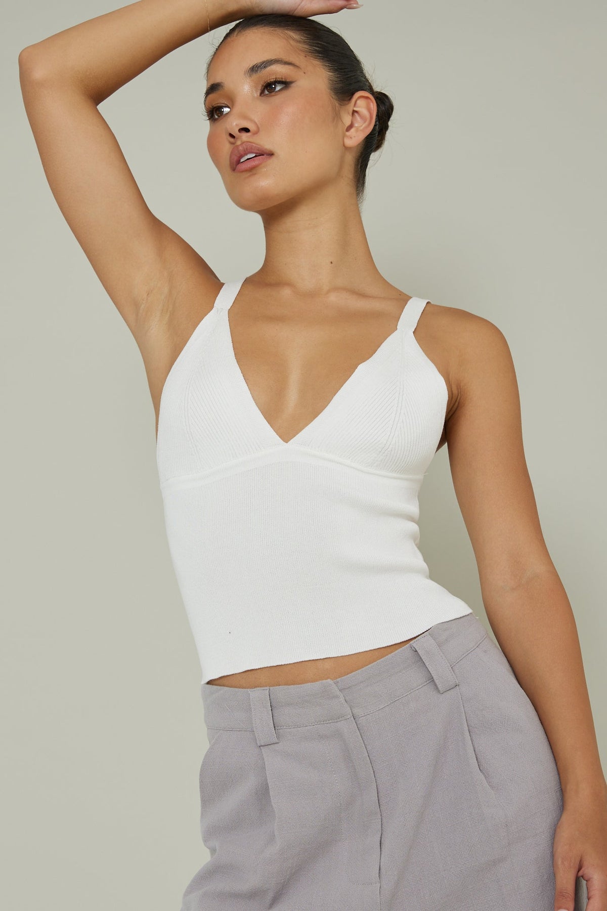 City V-Neck Knit Top White Main image