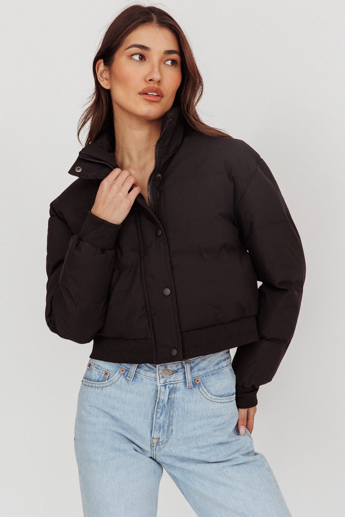 Infatuation Cropped Puffer Jacket Black Main image