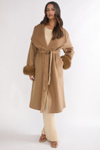 Zannora Faux Fur Coat Camel