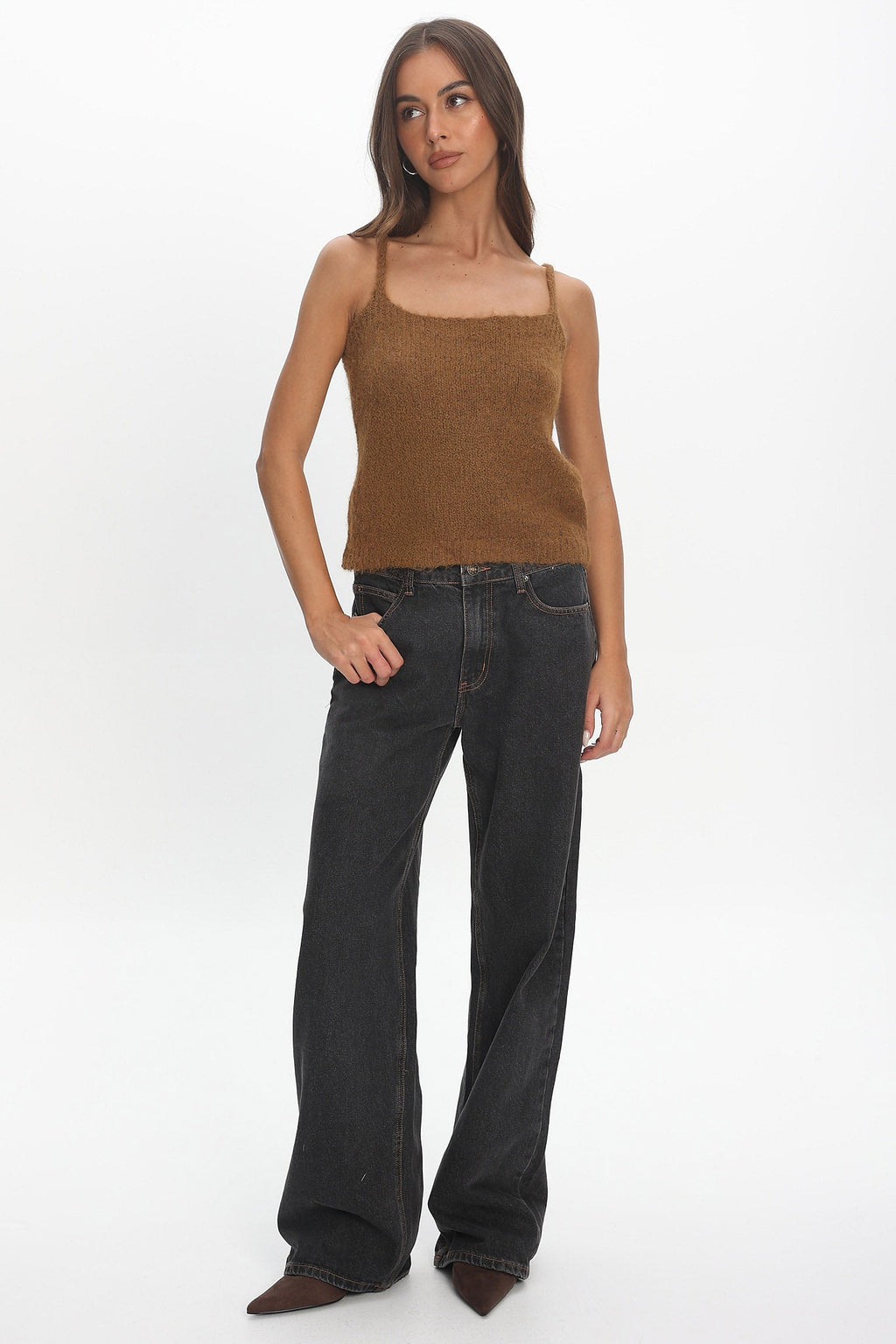 Jorie Knit Cami Top Brown