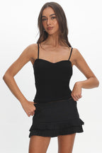 Prudence Ribbed Knit Cami Top Black