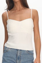 Prudence Ribbed Knit Cami Top Off White