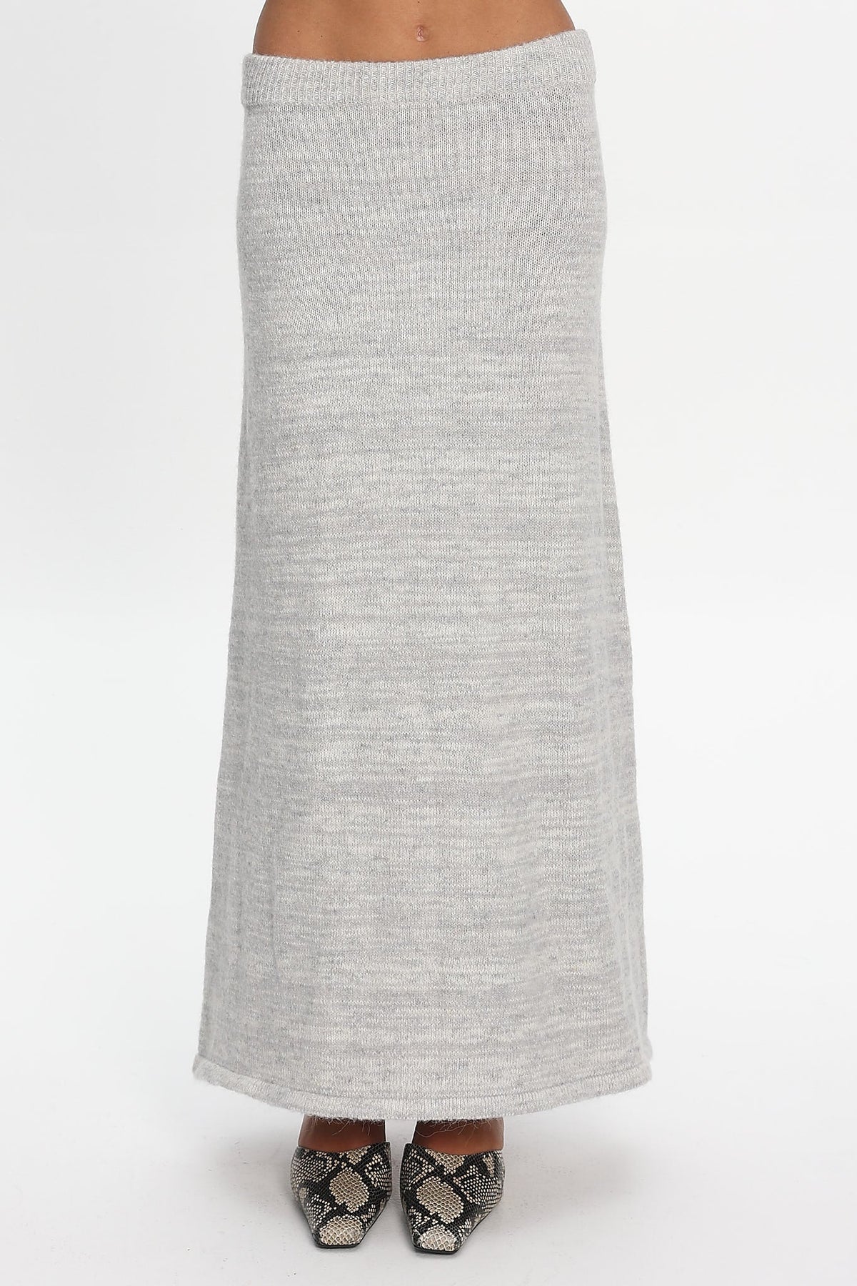 Duma Knit Maxi Skirt Light Grey