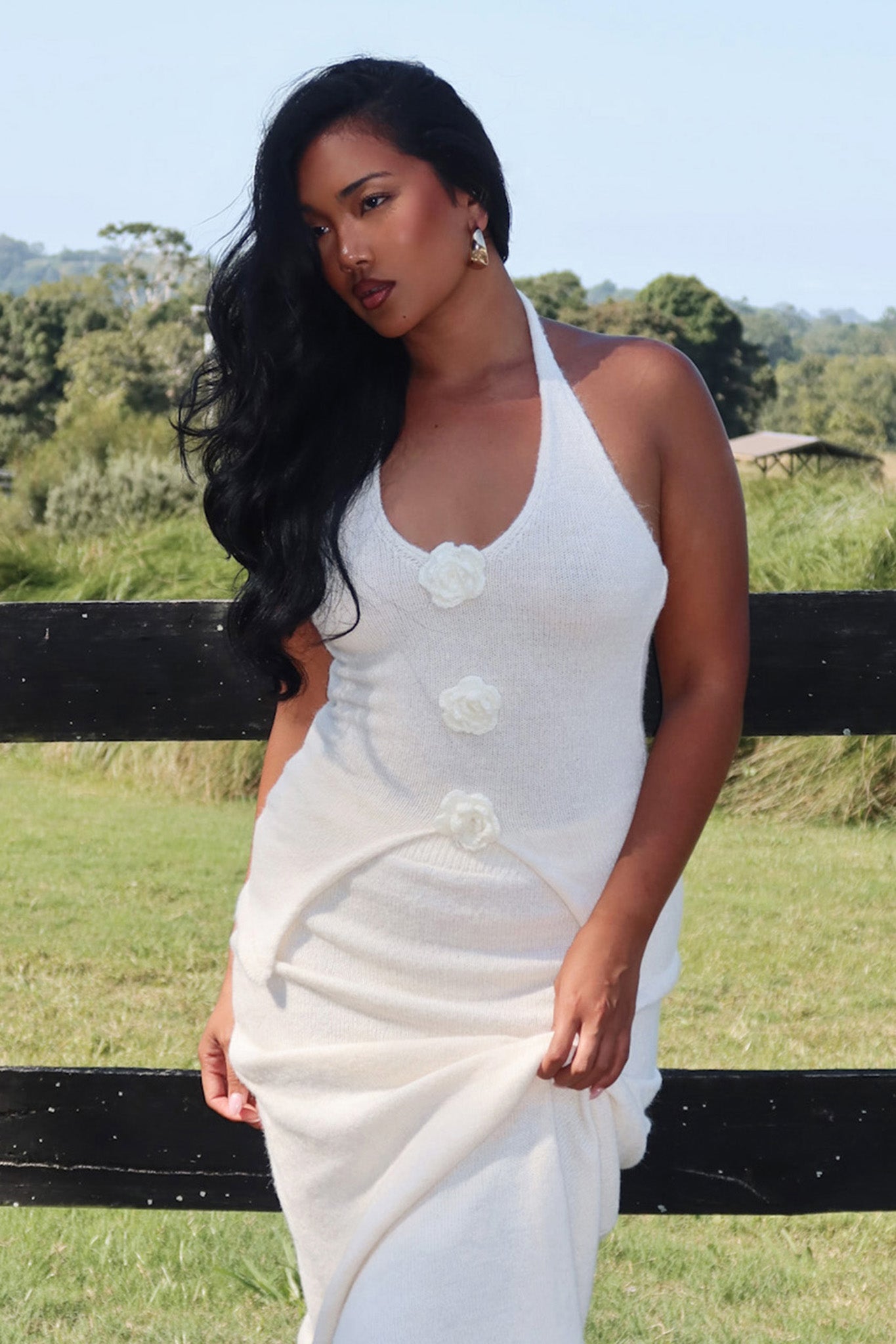 Duma Halterneck Knit Top Cream Secondary image