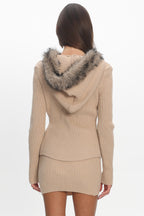 Odetta Ribbed Knit Mini Skirt Sand