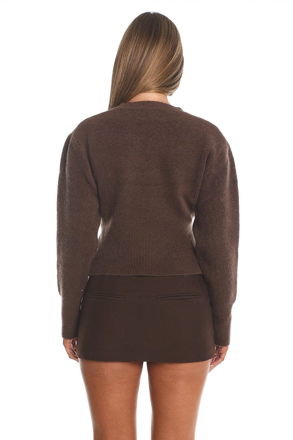 Karisa Zipper Hem Knit Top Mocha