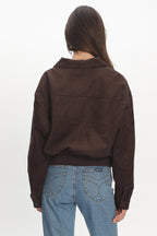 Rampage Faux Suede Blouson Jacket Chocolate