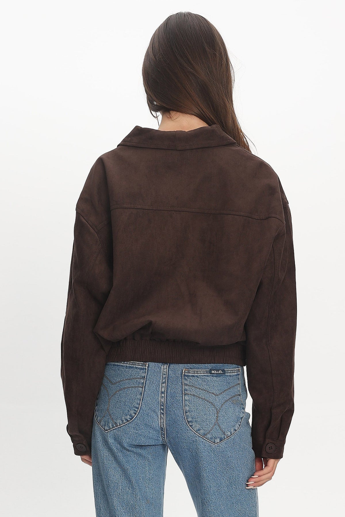 Rampage Faux Suede Blouson Jacket Chocolate