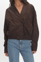 Rampage Faux Suede Blouson Jacket Chocolate