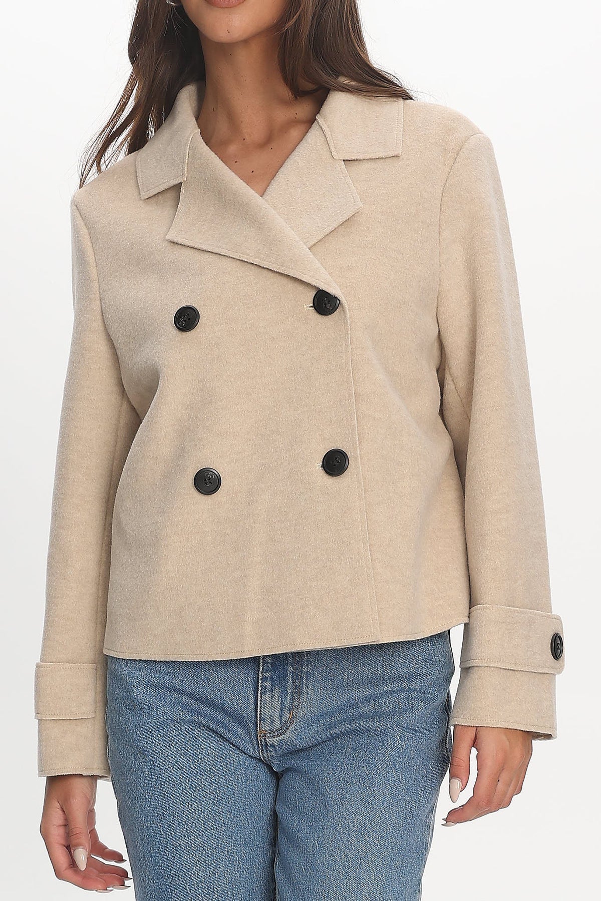 London Night Double-Breasted Coat Oat