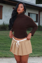 Zyah Turtleneck Knit Sweater Chocolate