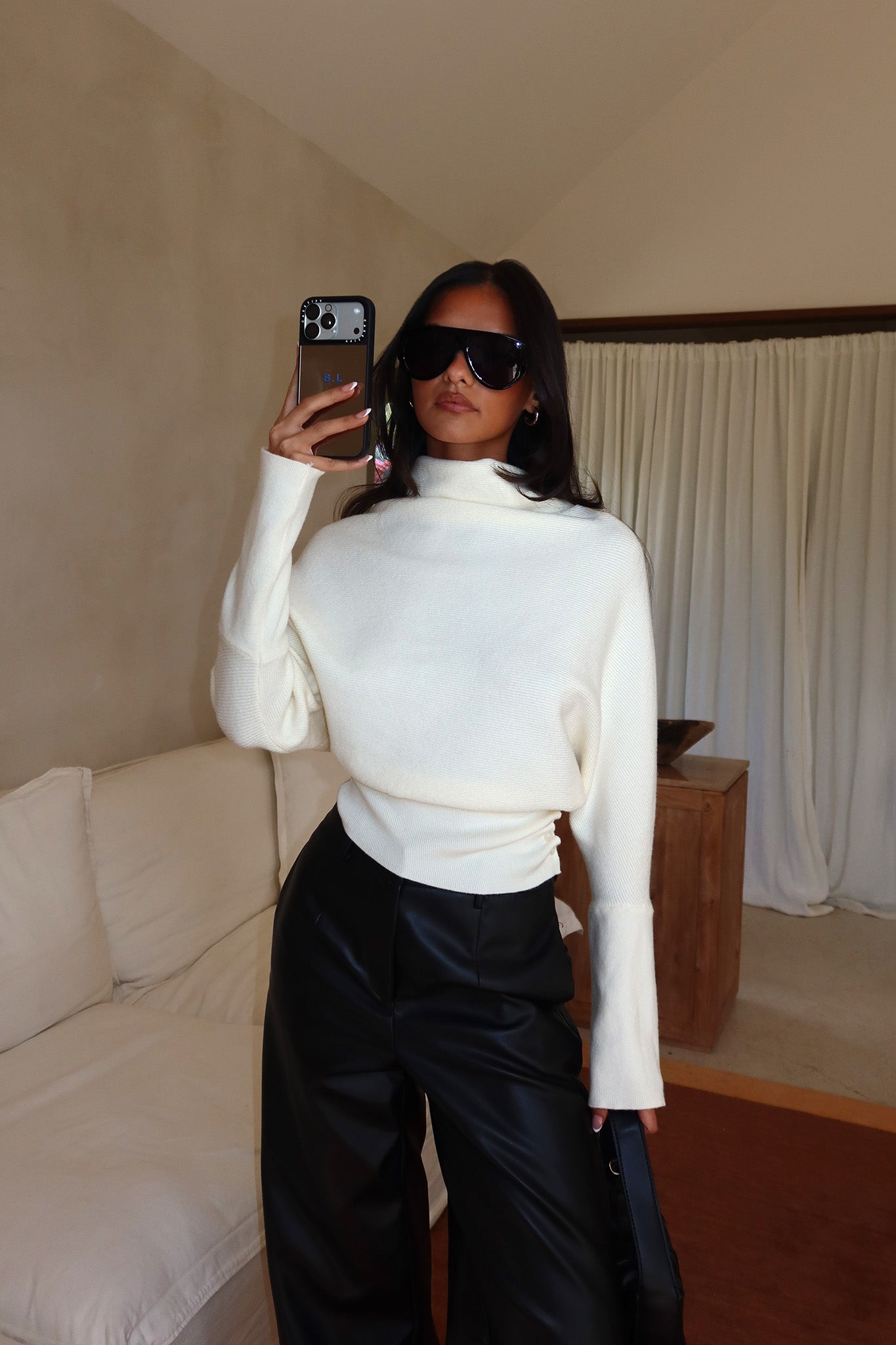 Zyah Turtleneck Knit Sweater Cream Secondary image