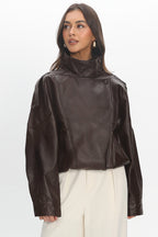 Bellarae High Neck Bomber Jacket Chocolate
