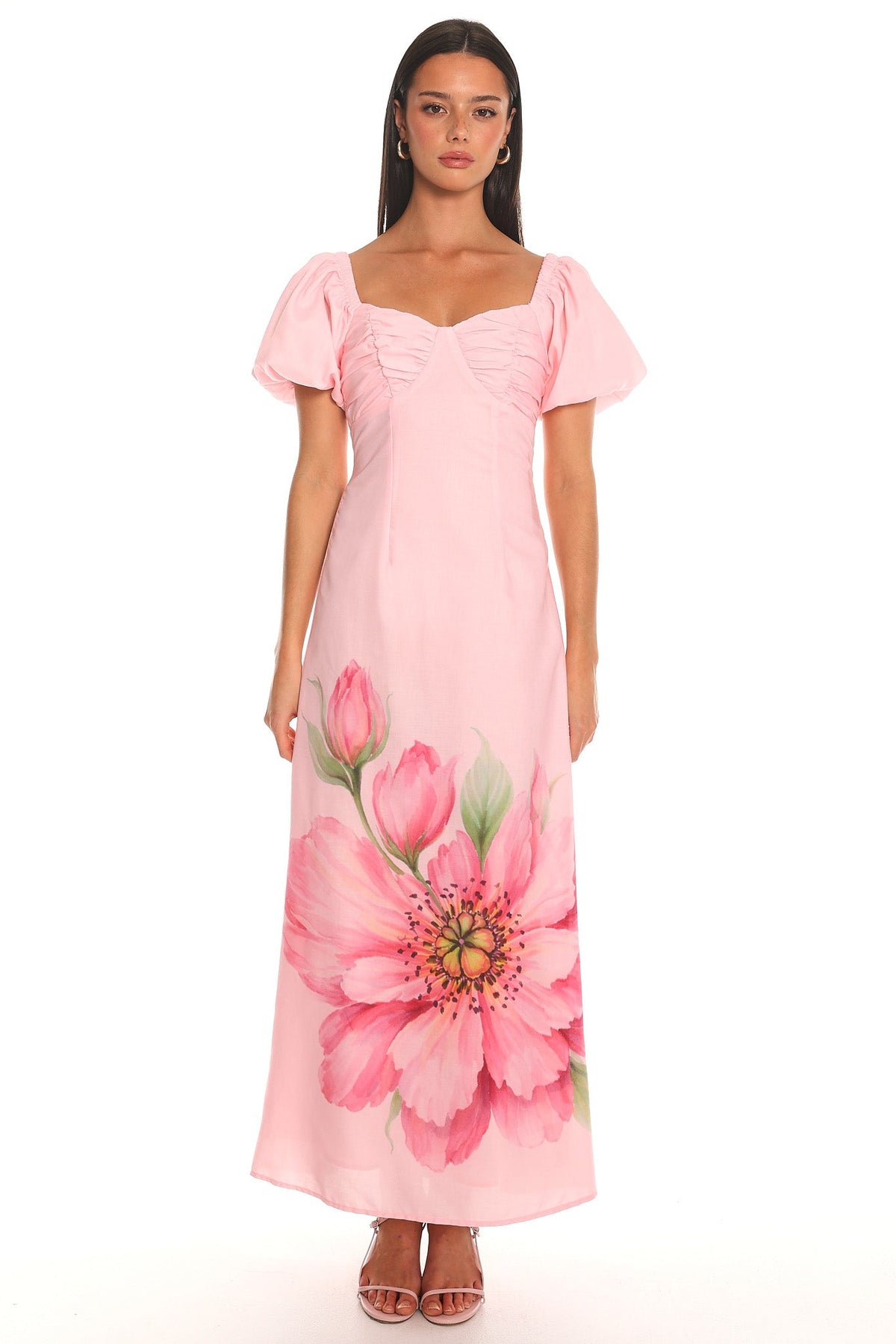 Sweet Enough Puff Sleeve Maxi Dress Pink Main image