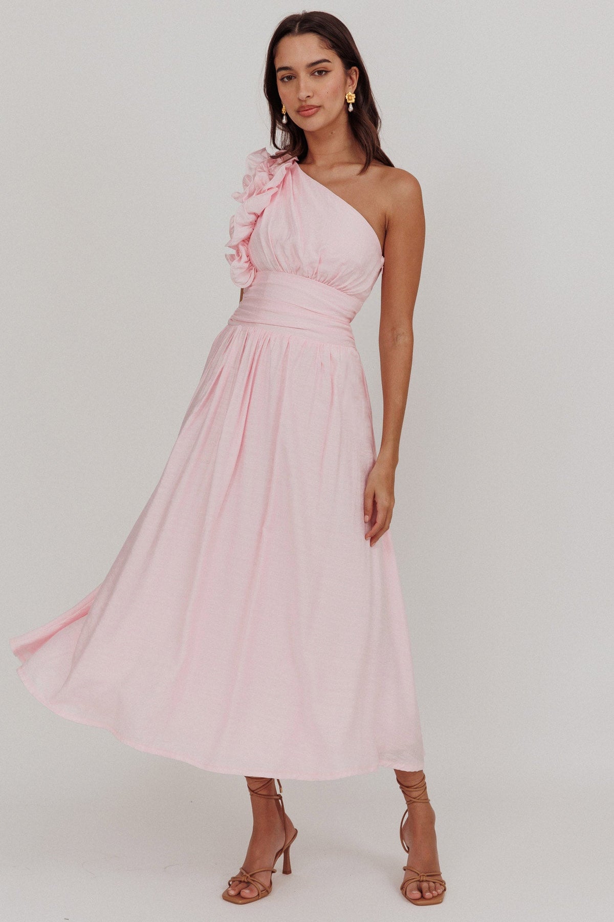 Antheia One-Shoulder Maxi Dress Baby Pink Main image