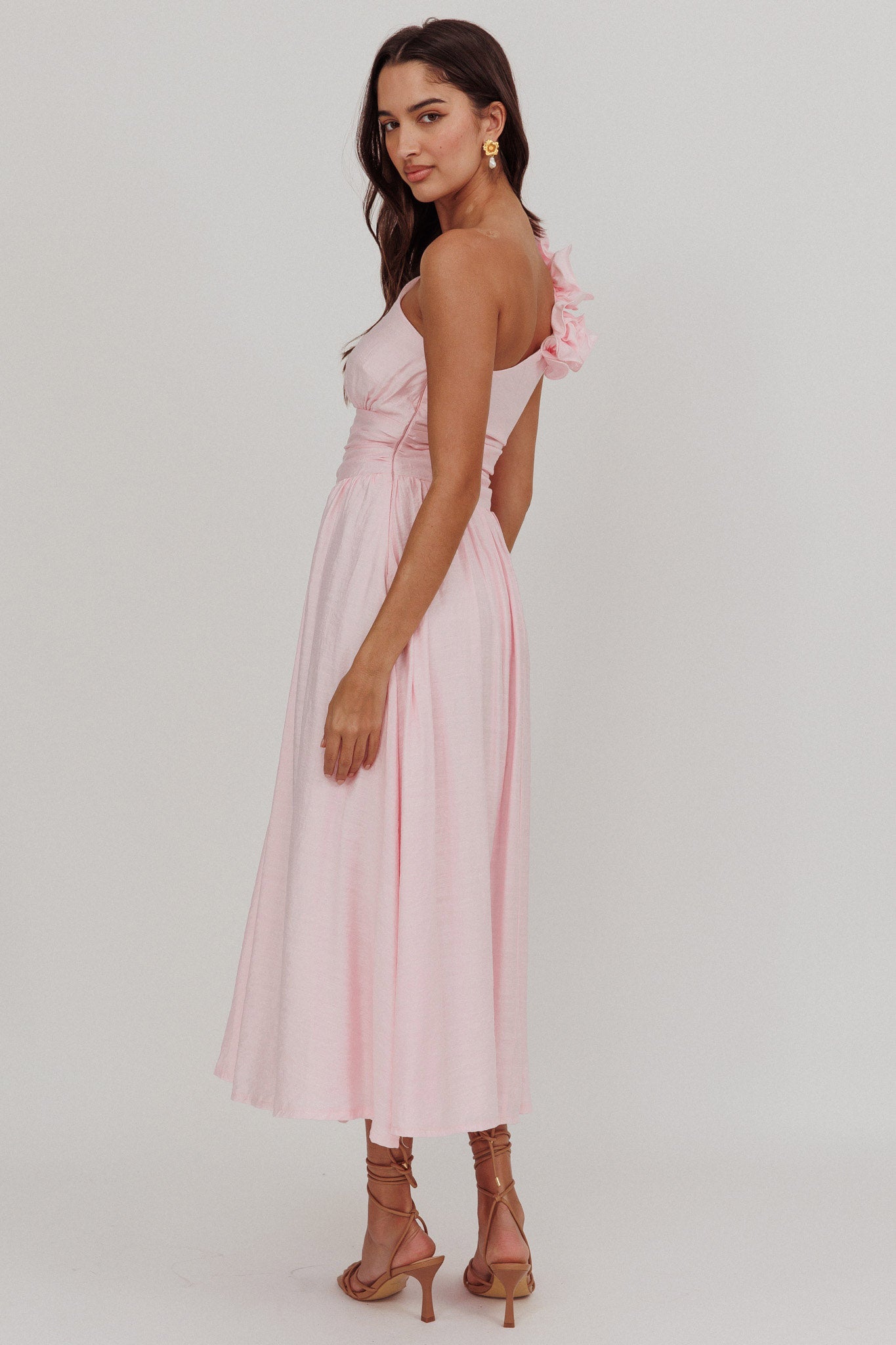 Antheia One-Shoulder Maxi Dress Baby Pink Secondary image