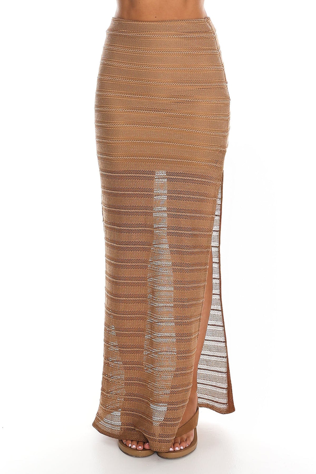 Sundrift Crochet-Knit Maxi Skirt Camel Main image