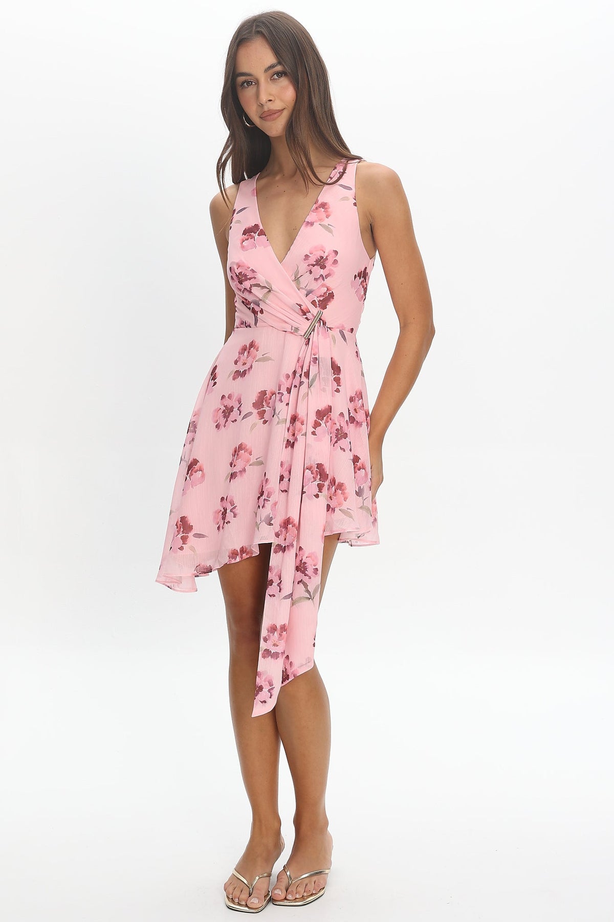 Riviera Nights Wrap Mini Dress Burgundy