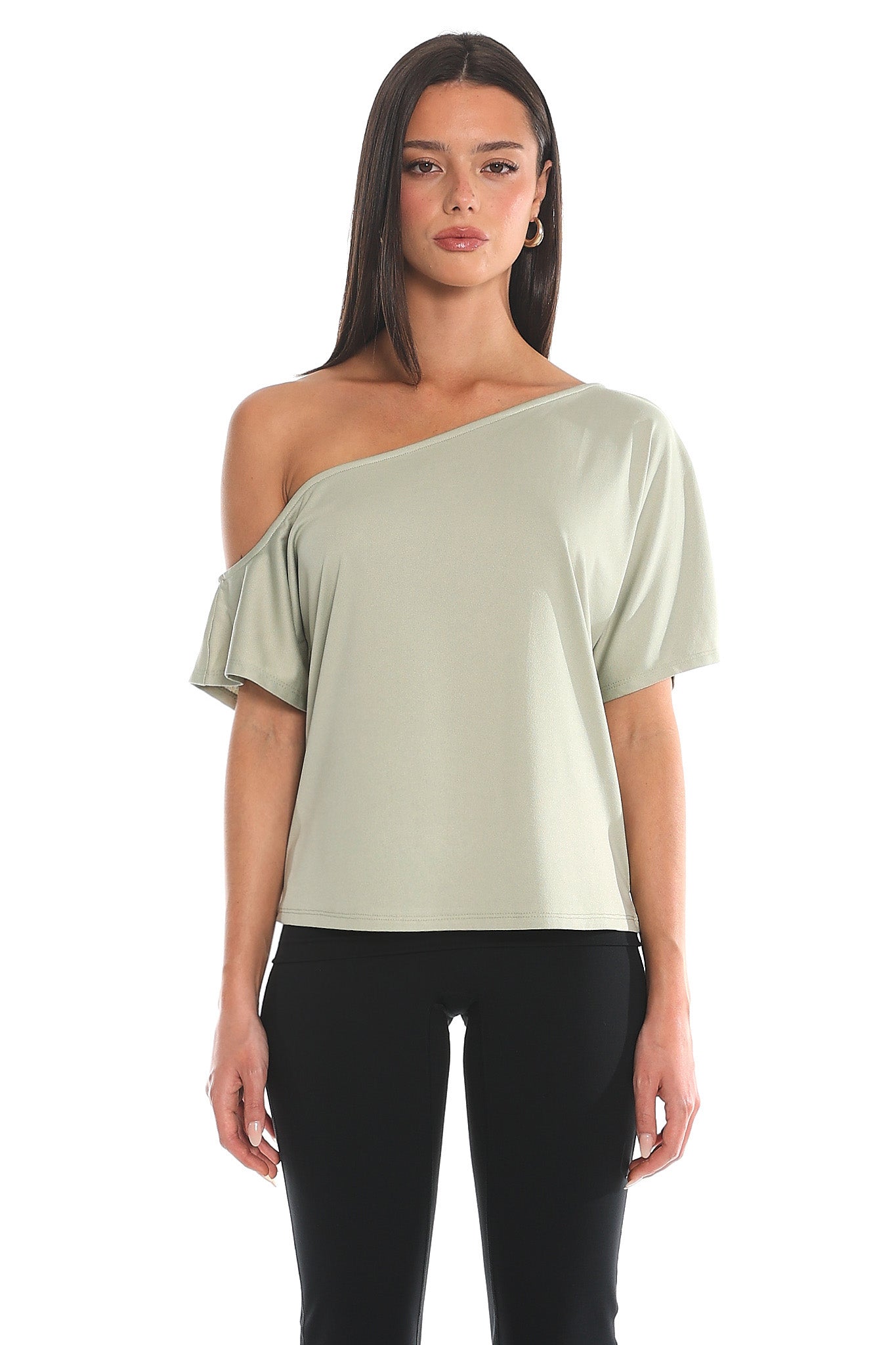 Devoe Asymmetric One-Shoulder Top Sage Secondary image