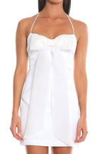 Love Me Not Bow Mini Dress Off White