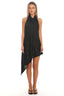 Quartz Cowl Halter Mini Dress Black
