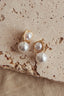 Clara Square Pearl Drop Earrings Gold Pearl