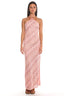 Viana Chevron Crochet Halter Maxi Dress Pink