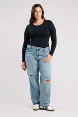Long Sleeve Crewneck Bodysuit | Black