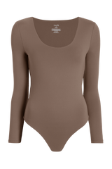 Long Sleeve Scoop Neck Bodysuit | Mocha