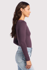 Long Sleeve Scoop Neck Bodysuit | Plum