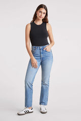 Cotton Stretch Classic Crewneck Tank Bodysuit | Black