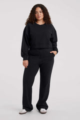Cropped Crewneck Sweatshirt | Black