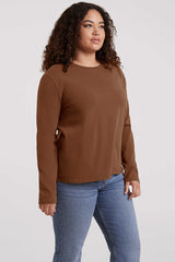 Vintage Cotton Long Sleeve Everyday T-Shirt | Chocolate