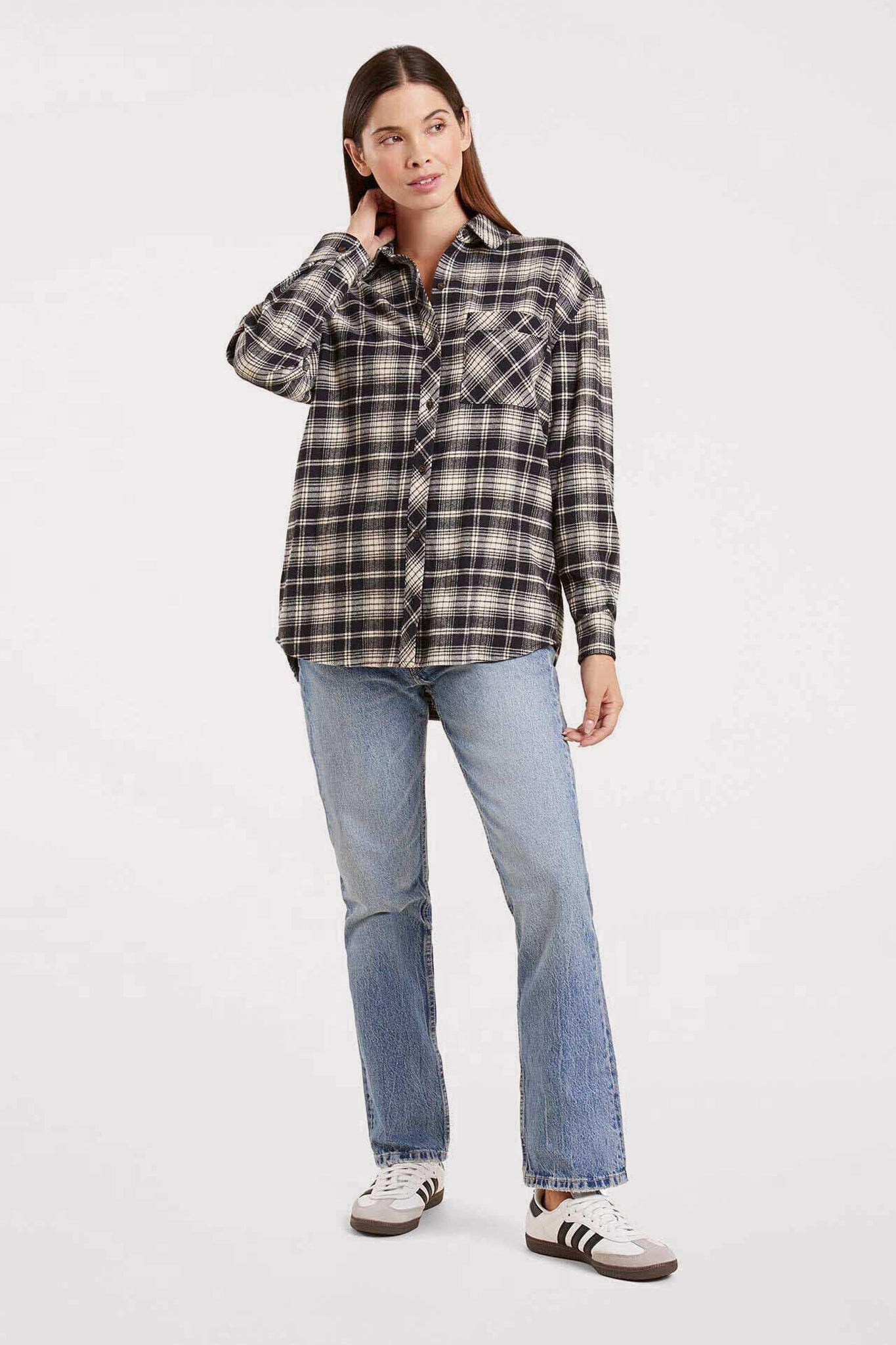 Boyfriend Flannel | Black/Bone