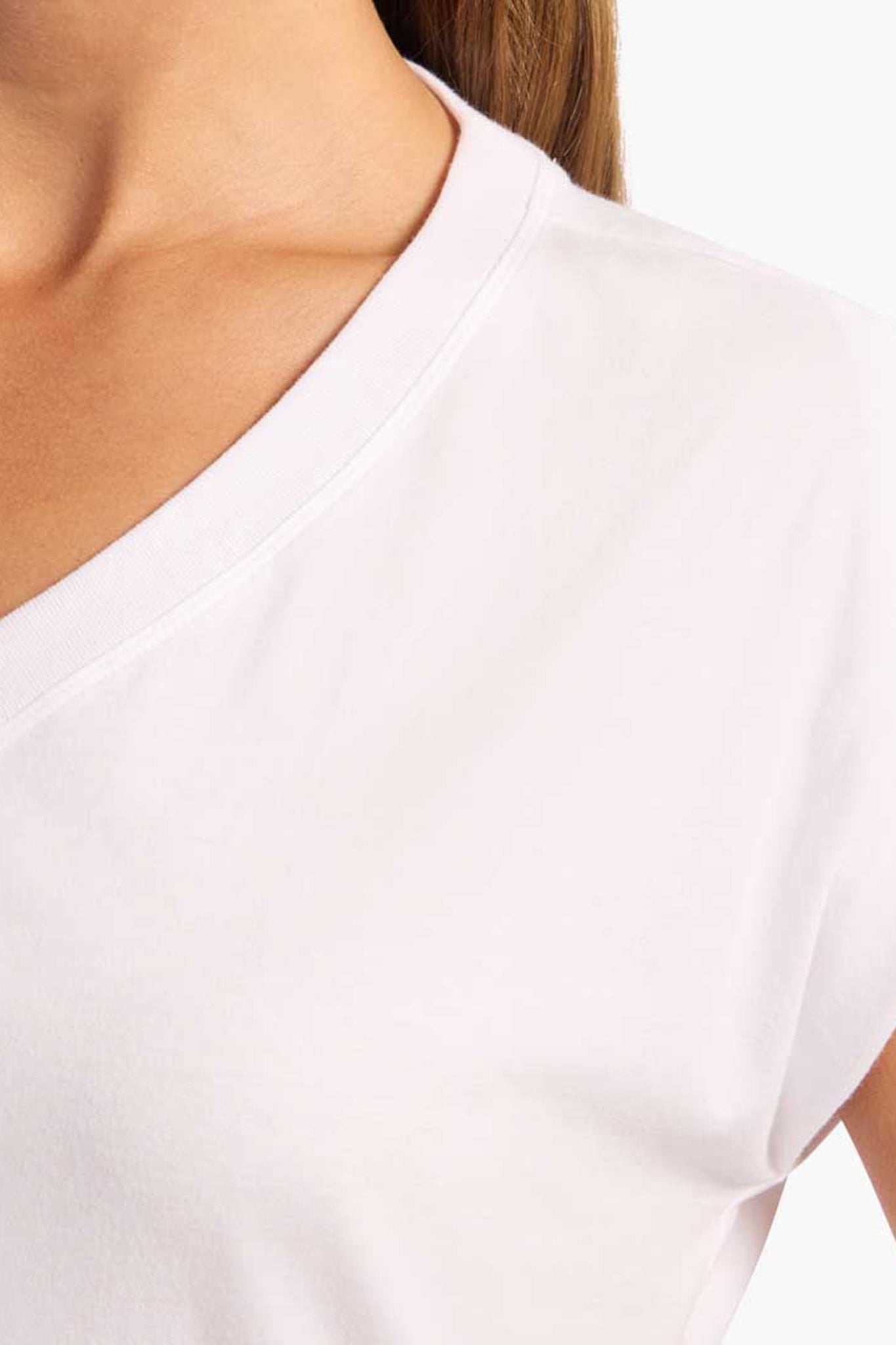 Soft Cotton V-Neck Muscle Tee | White