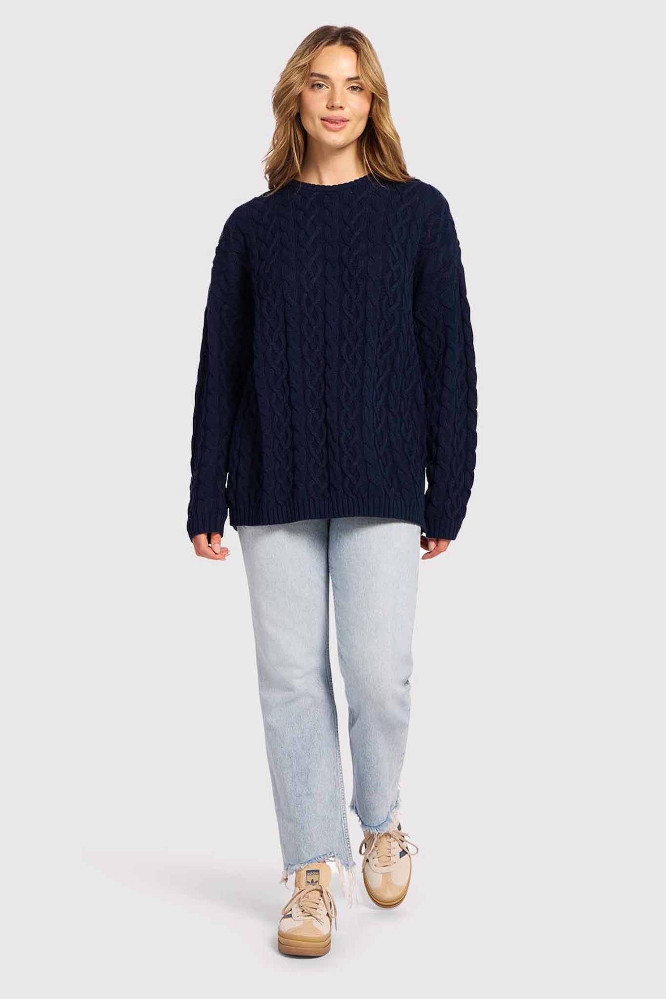 Lightweight Cable Sweater | Navy