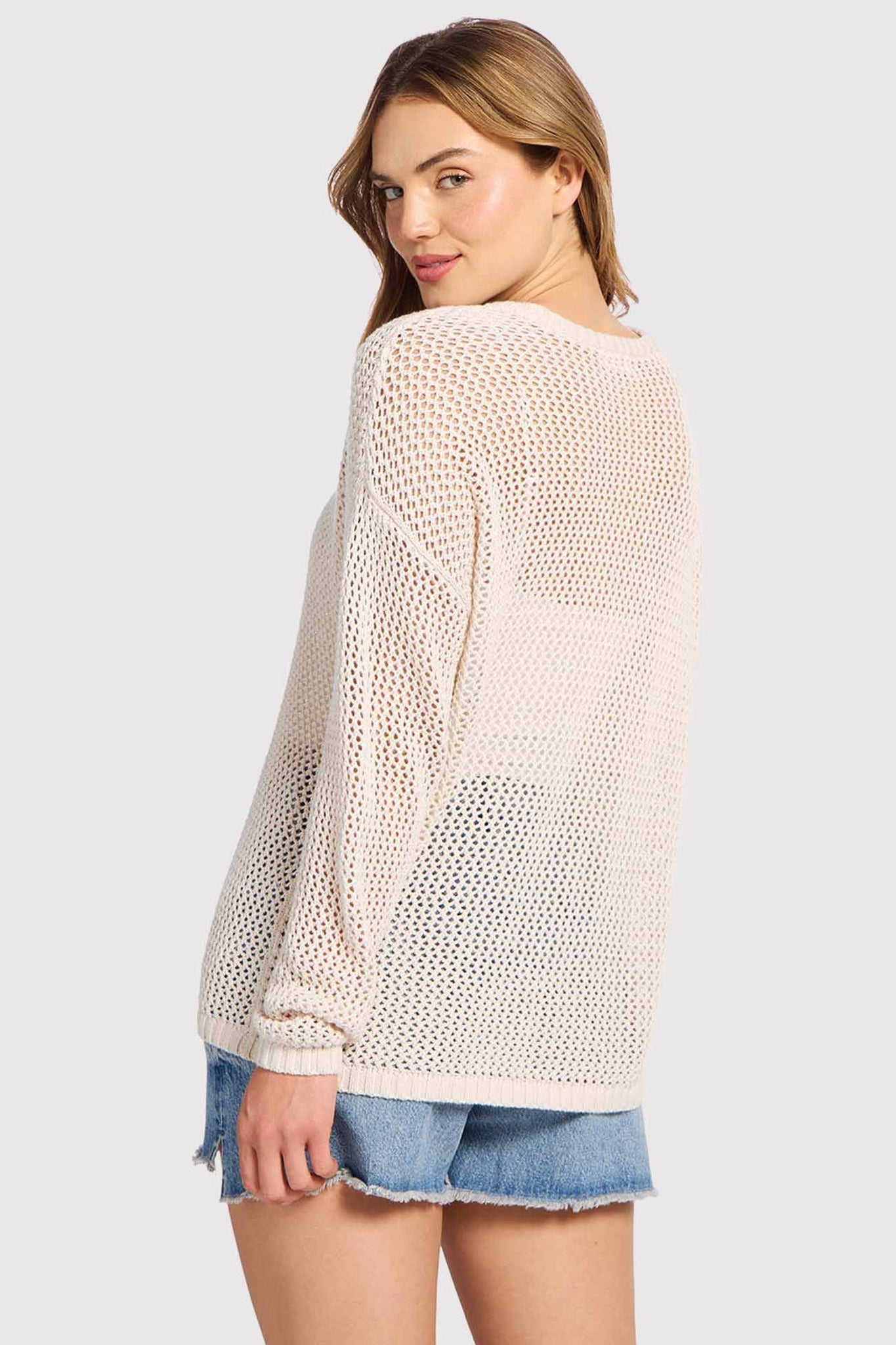 Open Knit Sweater | Bone