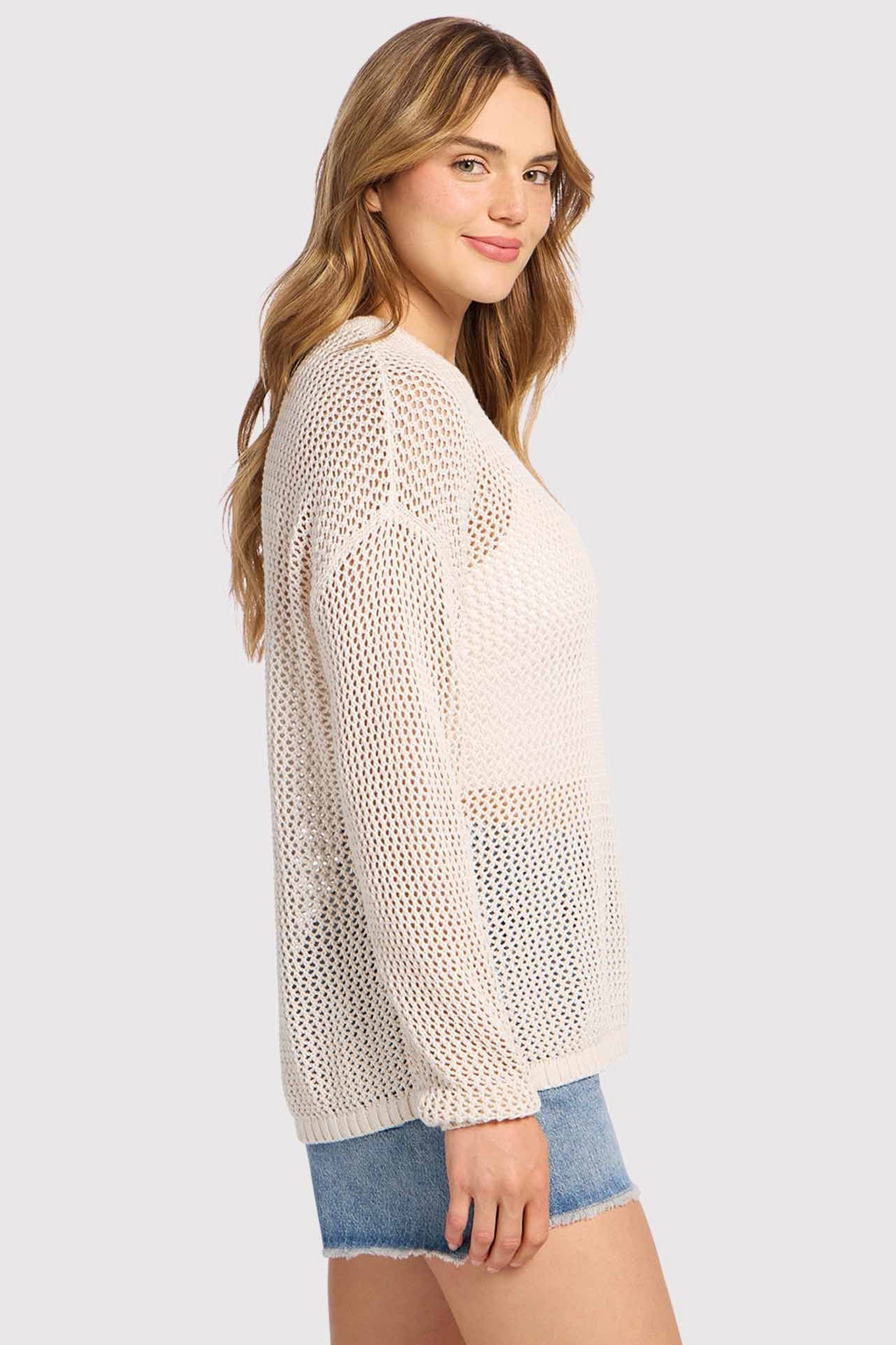Open Knit Sweater | Bone