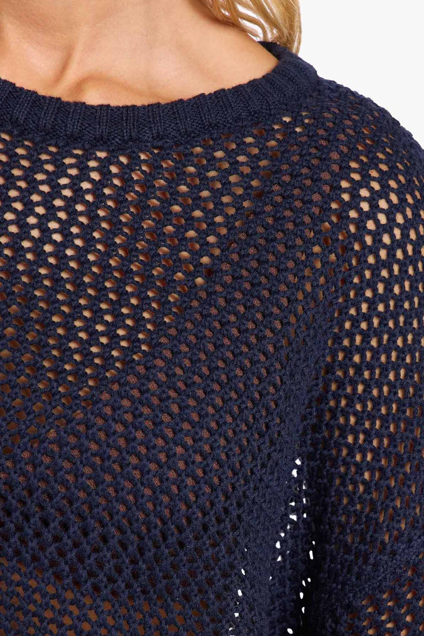 Open Knit Sweater | Navy