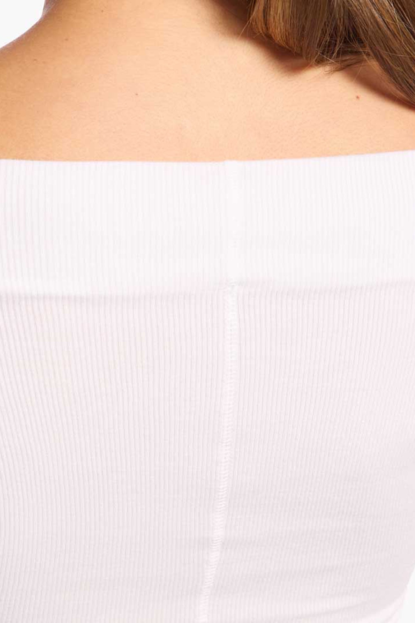 Slinky Rib Off-The-Shoulder Shirt | White