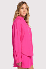 Linen Boyfriend Shirt | Fuchsia