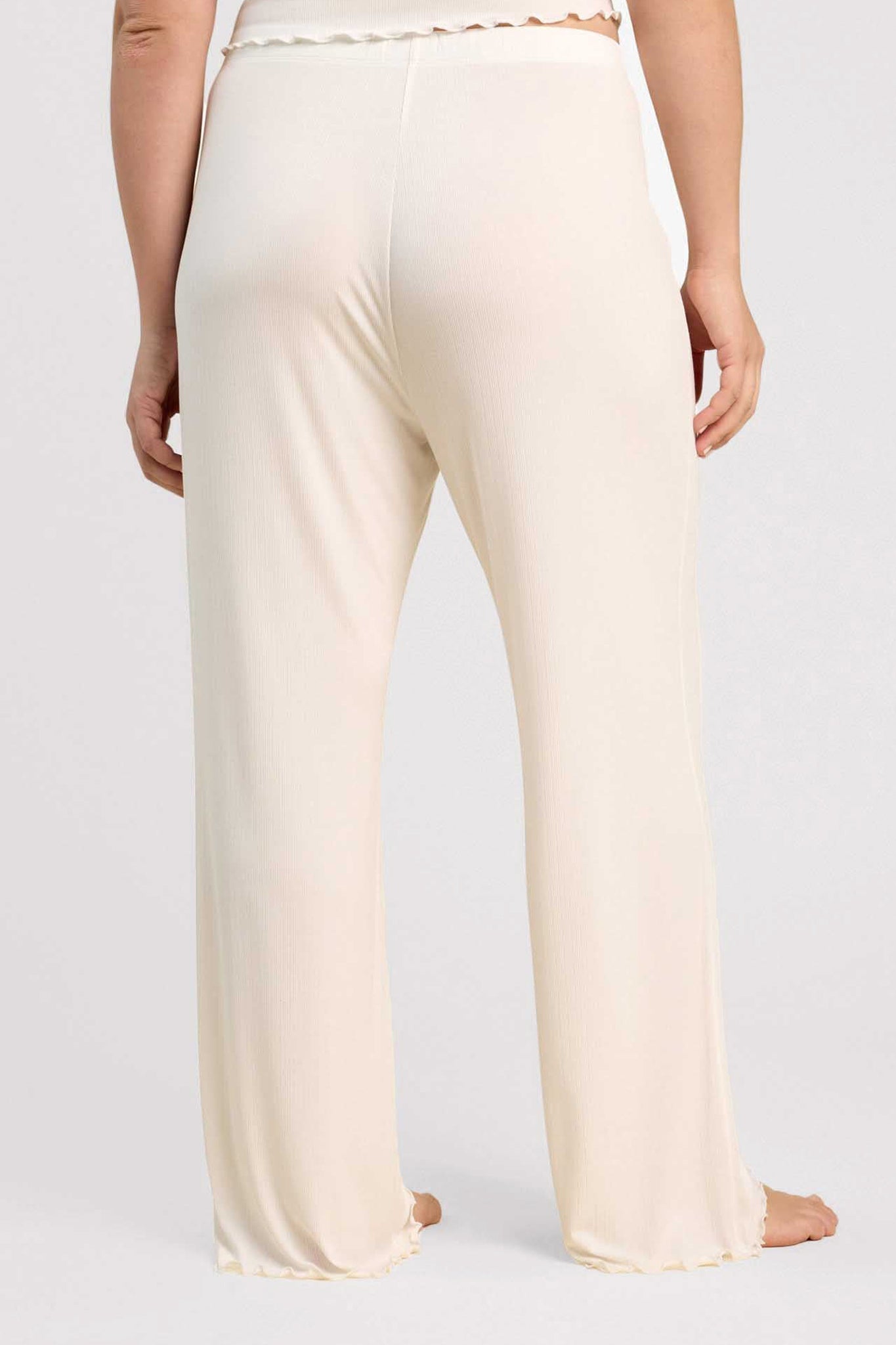 Mini Rib Wide Leg Pant | Pearl