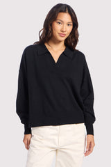 Luxe Knit Polo Sweater | Black
