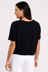 Boxy V-Neck Tee | Black