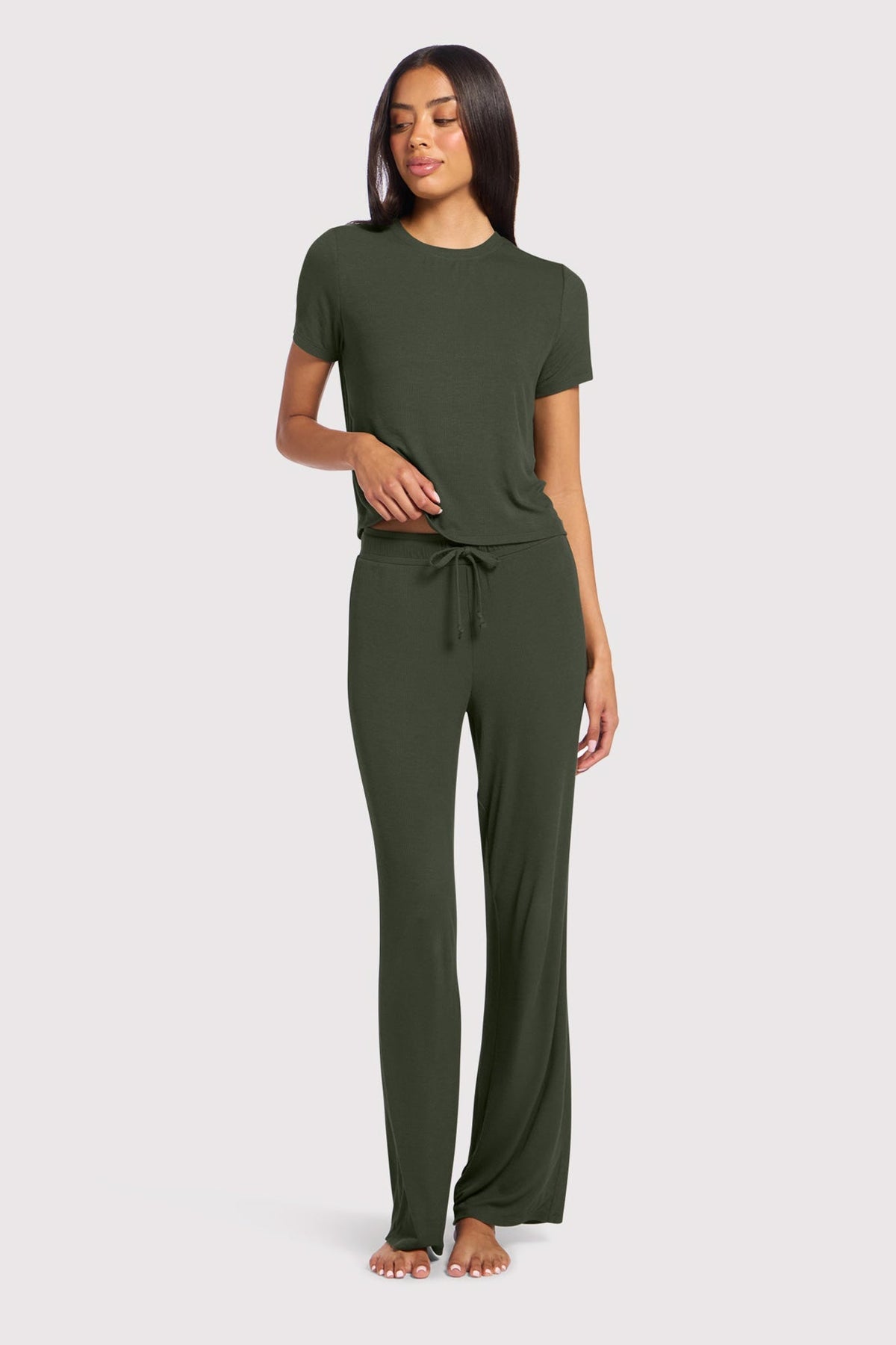 Ribbed Pajama Set | Darkest Olive