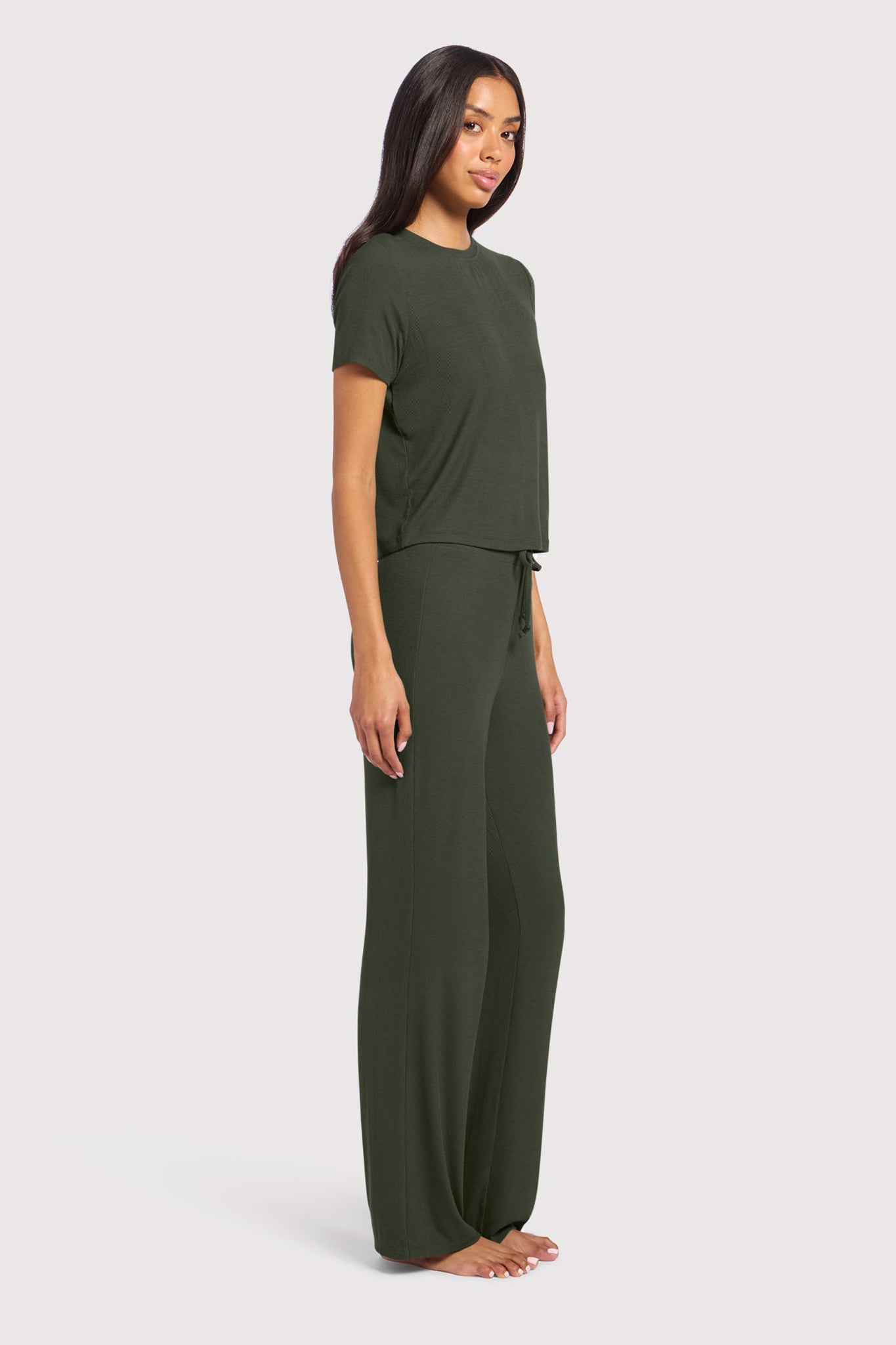 Ribbed Pajama Set | Darkest Olive